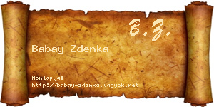 Babay Zdenka névjegykártya